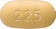 225と書かれた黄色の錠剤