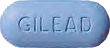 GILEADと書かれた青色の錠剤